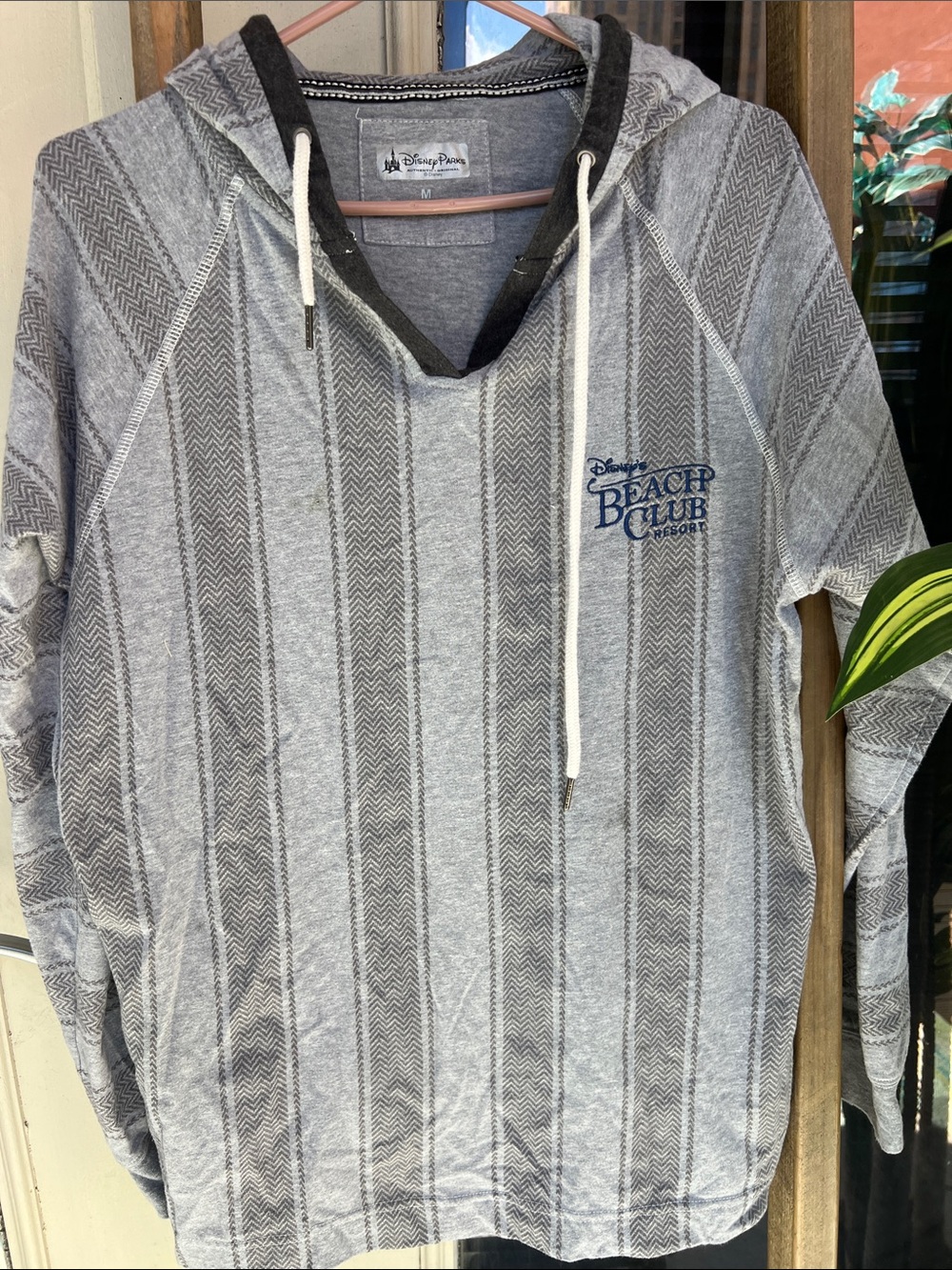 Disney Gray Striped Beach Club Hooded Pullover